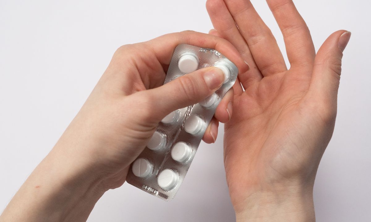 Hormone therapy medication in a hand